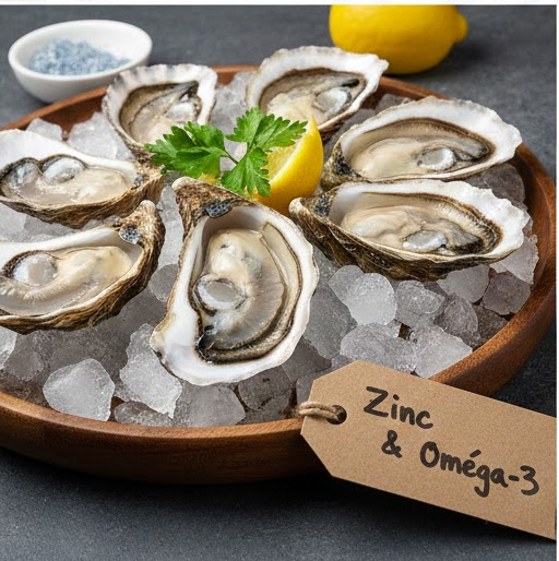 Bienfaits nutritionnels Zinc et Oméga-3 huîtres Dakhla